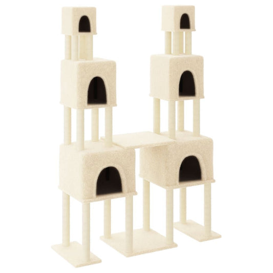 Vidaxl Rascador Para Gatos Con Postes De Sisal Color Crema 199 Cm_0