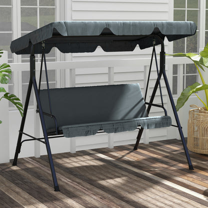 Outsunny Columpio De Jardín De 3 Plazas Con Techo Ajustable 172x110x153cm Gris_1
