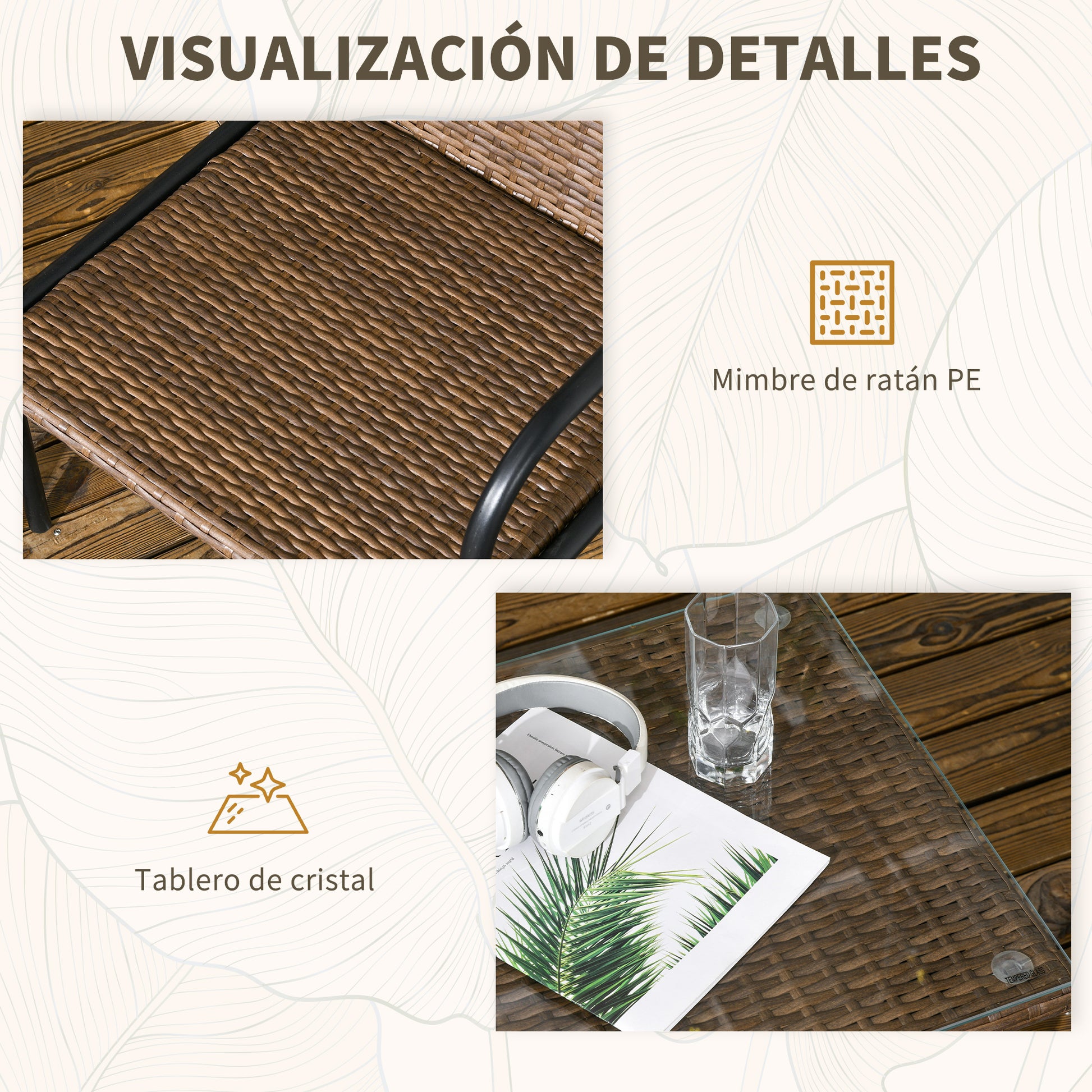 Outsunny Conjunto De Jardín De Ratán Sintético De 4 Piezas Multicolor_5