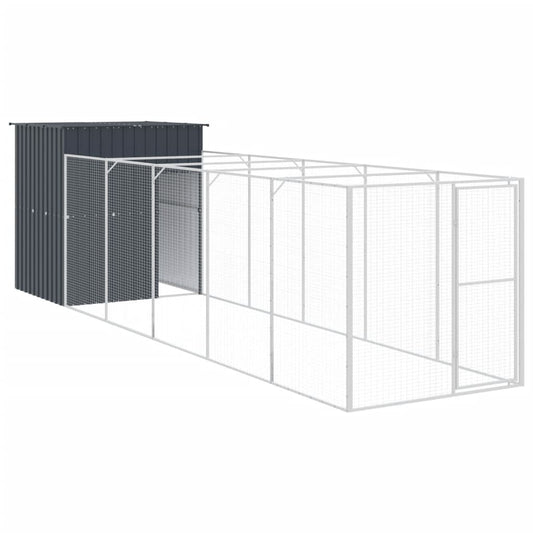 Caseta Perros Con Corral Acero Galvanizado Gris 165x659x181 Cm_0