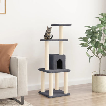 Vidaxl Rascador Para Gatos Con Postes De Sisal Gris Oscuro 105 Cm_1