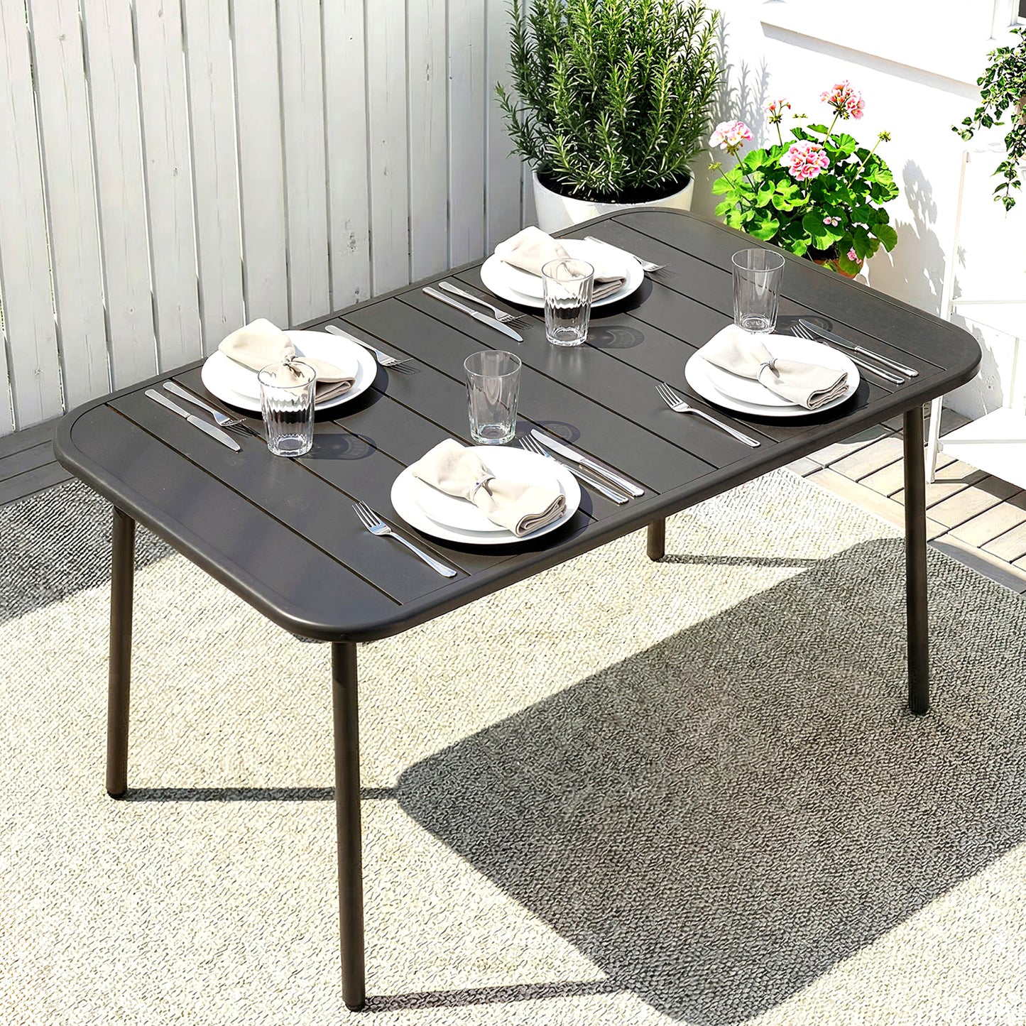 Outsunny Mesa De Comedor De Jardín Rectangular 120x70x72 Cm Para 4 Personas_1