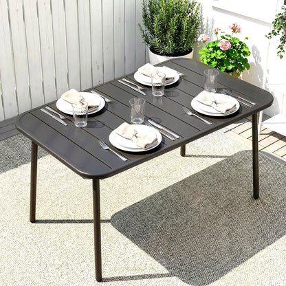 Outsunny Mesa De Comedor De Jardín Rectangular 120x70x72 Cm Para 4 Personas_1