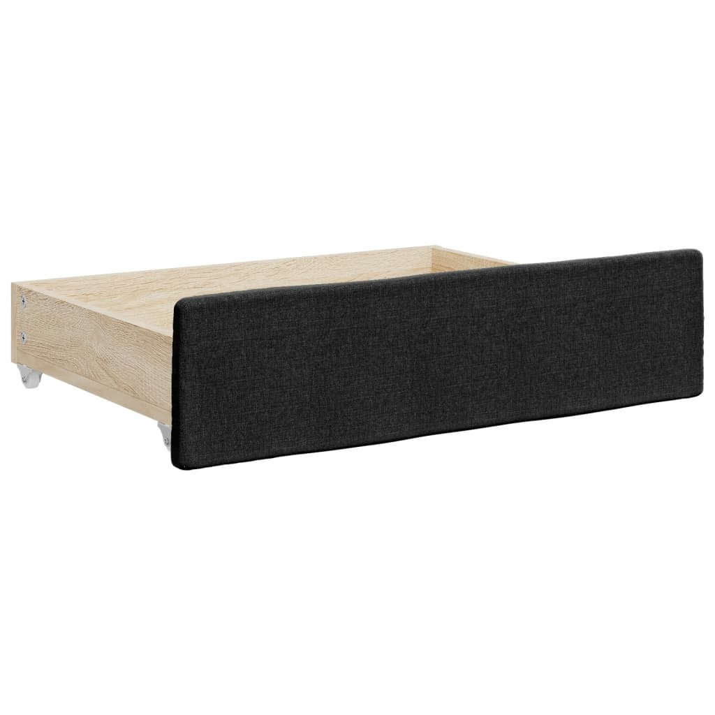 Cajones De Cama 2 Uds Madera De Ingeniería Y Tela Negro / Vetonek_2