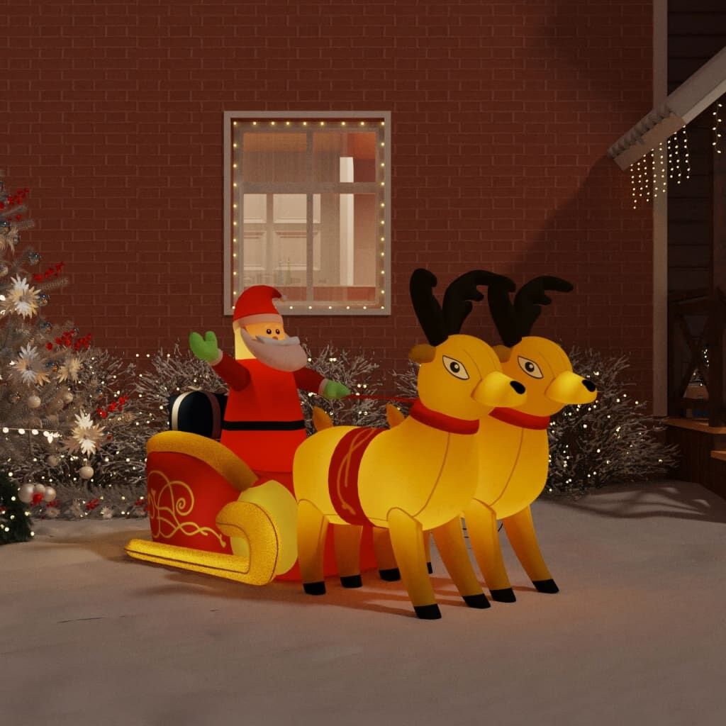 Vidaxl Papá Noel Y Renos De Navidad Inflables Con Led 130 Cm_1