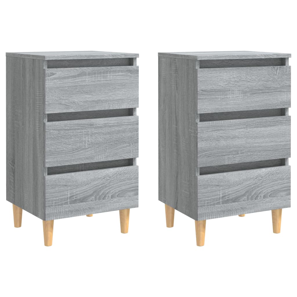 Mesitas De Noche 2 Uds Con Patas Madera Gris Sonoma 40x35x69 Cm_0