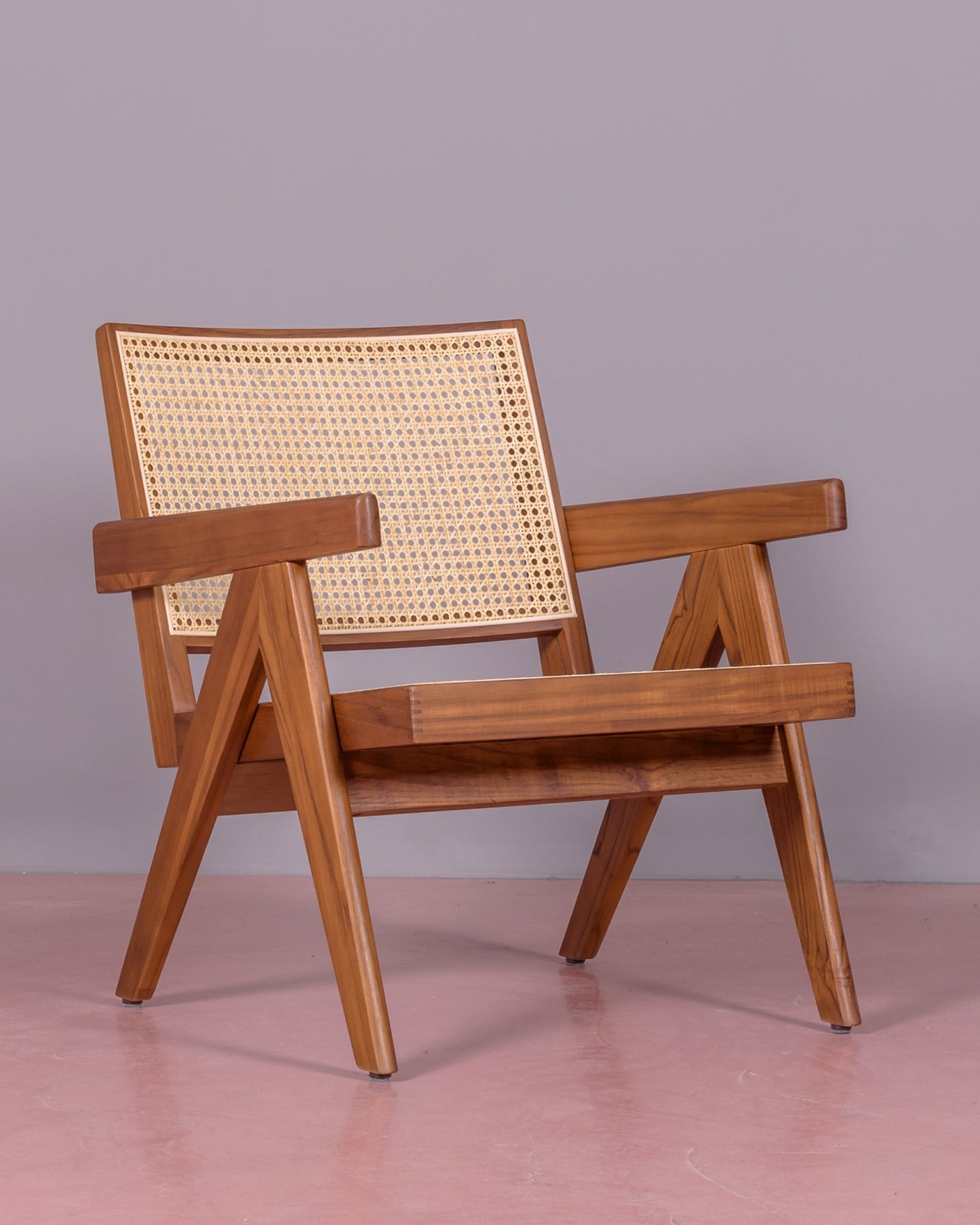 Sillón Clásico Con Reposabrazos En Madera De Teca Y Ratán Natural - Compass_0