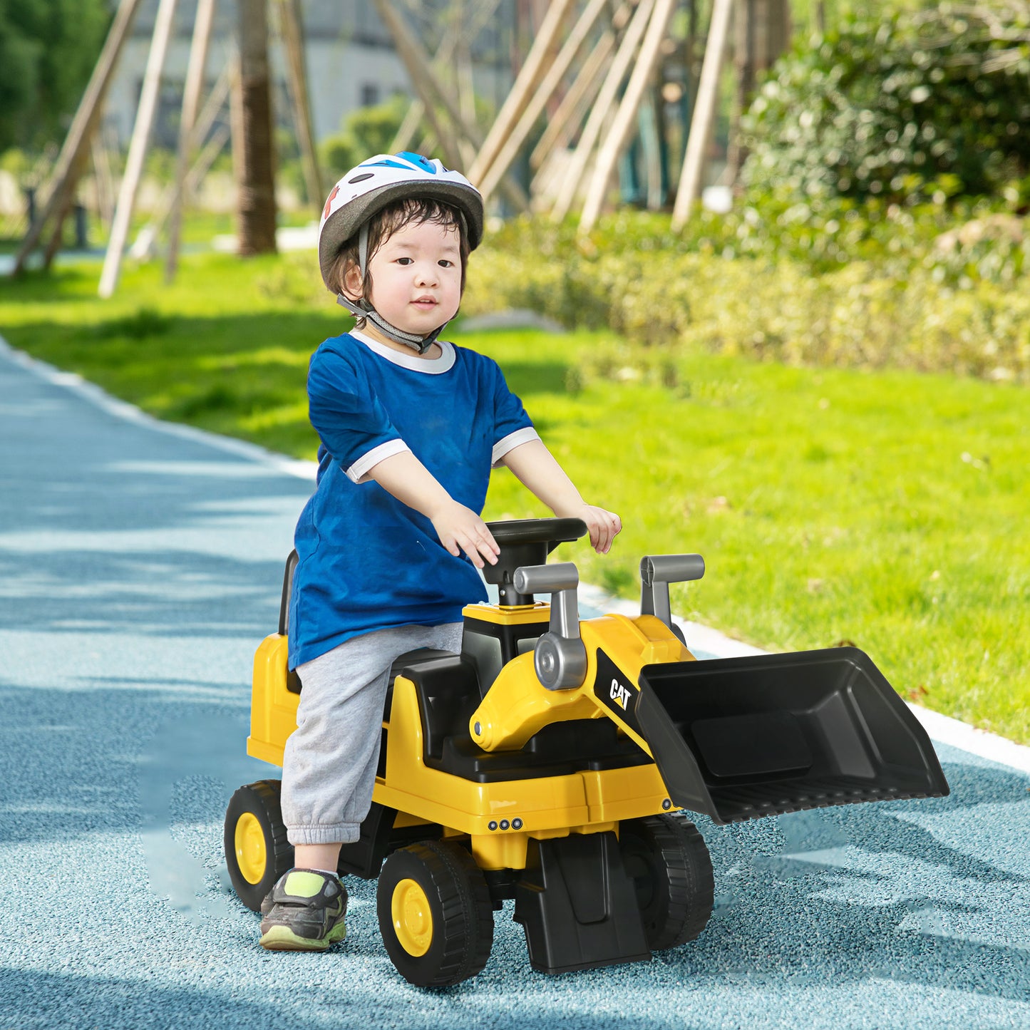 Homcom Tractor Correpasillos Con Licencia Caterpillar 78x29,5x54 Cm Amarillo_1