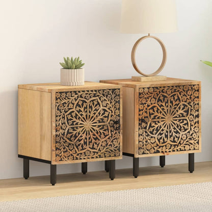 Mesitas De Noche 2 Uds Madera Maciza De Mango 40x33x46 Cm_1