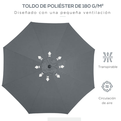 Sombrilla De Jardín Inclinable Con Manivela Outsunny Ø300x240 Cm Gris_5