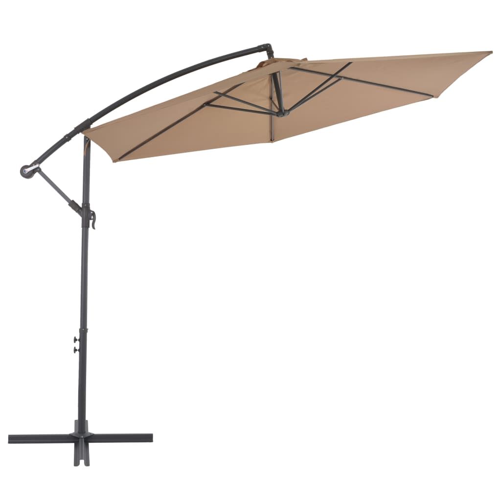 Vidaxl Sombrilla Voladiza Con Poste De Aluminio Gris Taupe 300 Cm_1