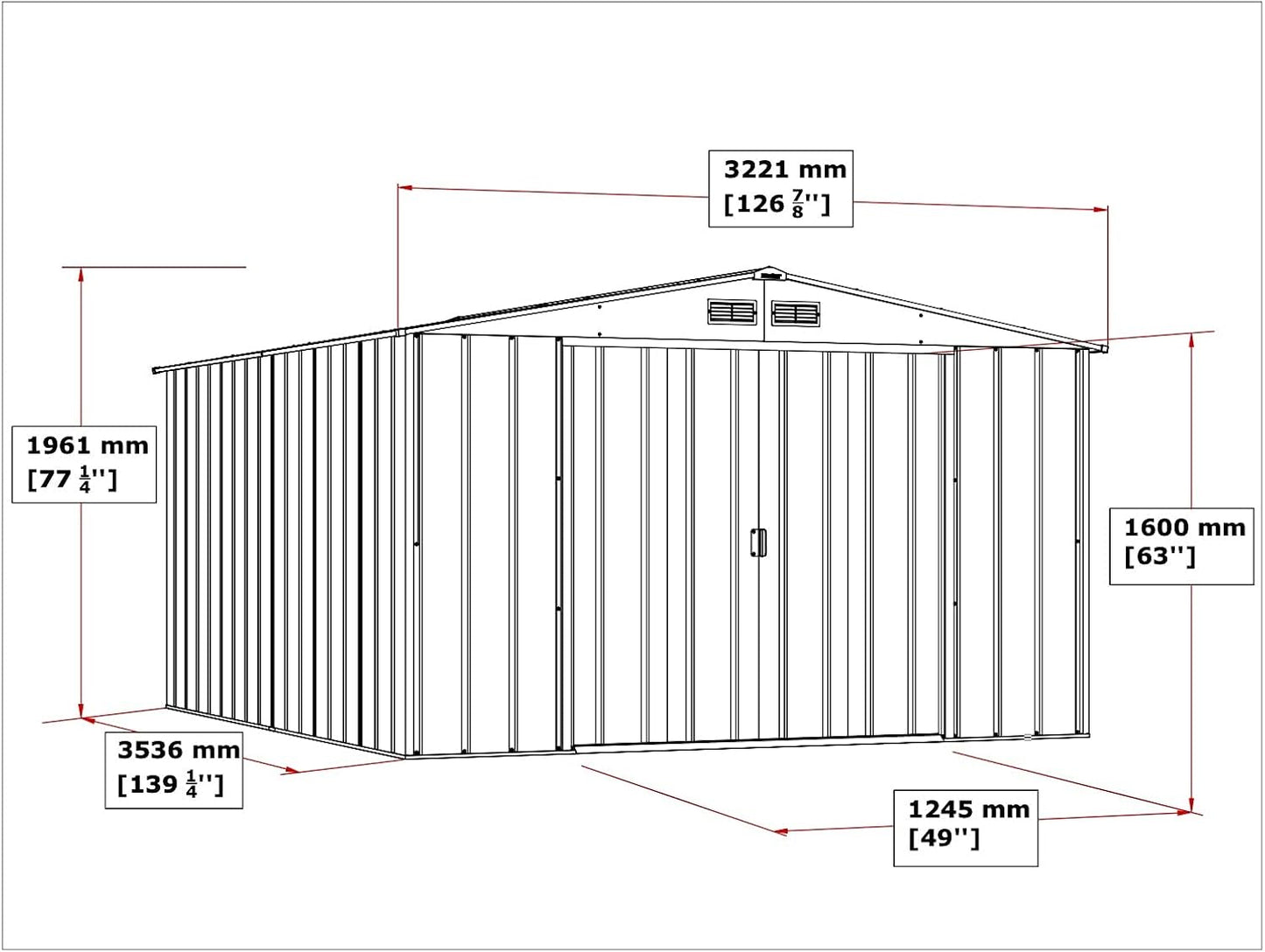 Duramax - Caseta Jardín - Eco Alcoy 10x12 - Metal - Color Gris Antracita_2