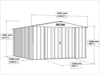 Duramax - Caseta Jardín - Eco Alcoy 10x12 - Metal - Color Gris Antracita_2