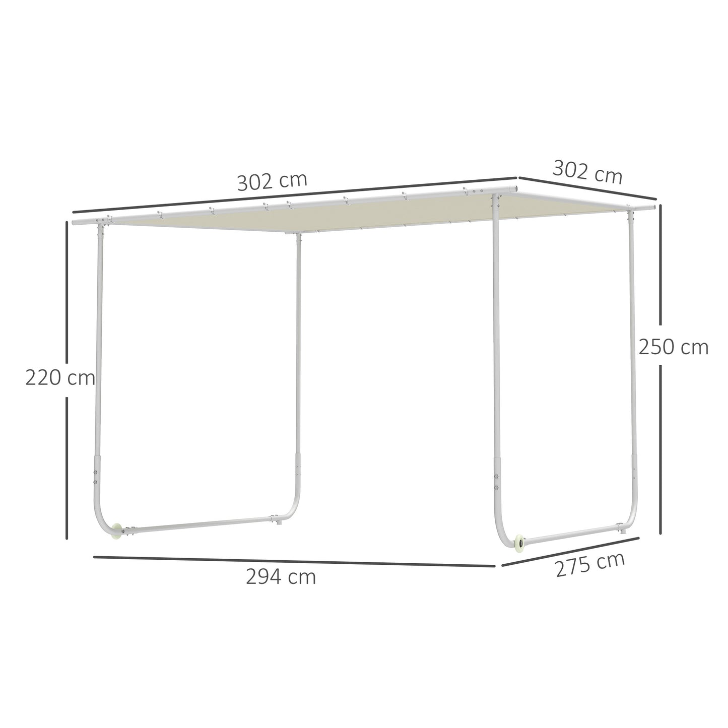 Outsunny Pérgola 3x3 M Con Ruedas Protección Uv 30+ Impermeable Crema_2