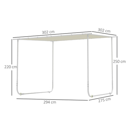 Outsunny Pérgola 3x3 M Con Ruedas Protección Uv 30+ Impermeable Crema_2