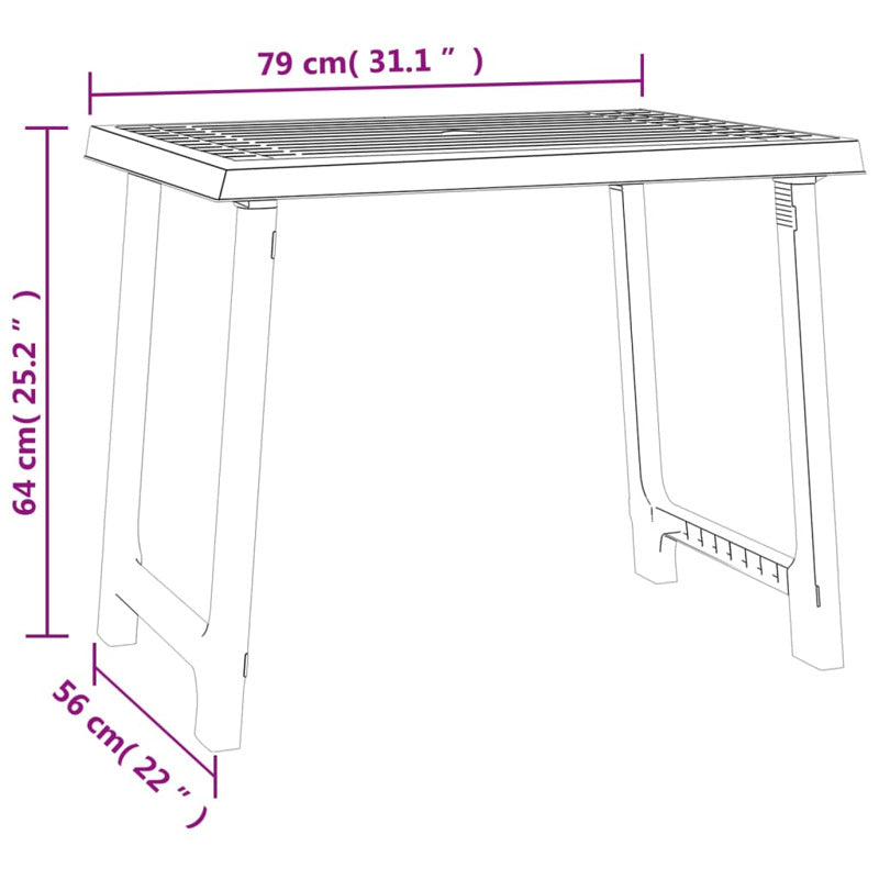 Vidaxl Mesa De Camping Con Aspecto De Madera Pp Blanco 79x56x64 Cm_5
