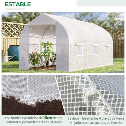 Homcom Invernadero De Túnel Jardín 4x2x2 M Con 6 Ventanas Y Puerta Blanco_4