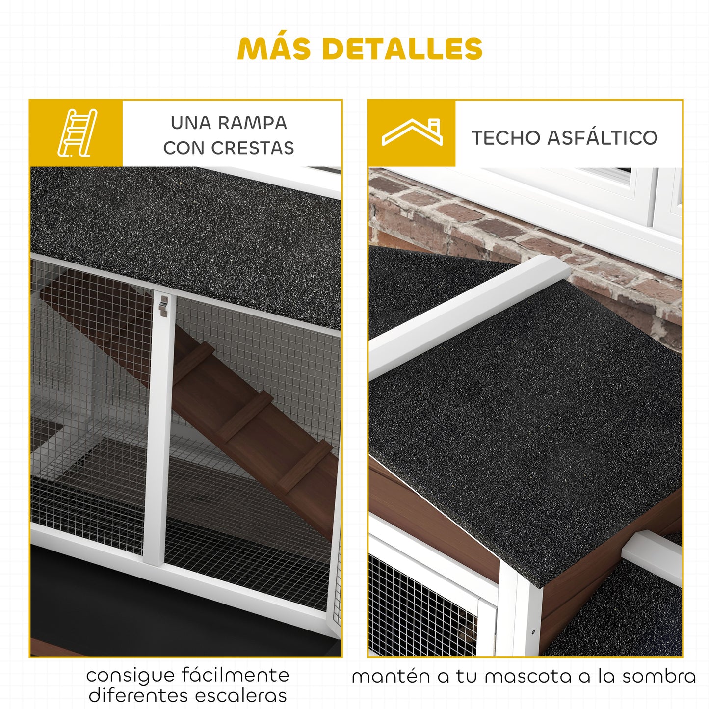 Pawhut Conejera De Madera 157,4x53x99,5 Cm Con Ruedas Techo Asfáltico Marrón_5