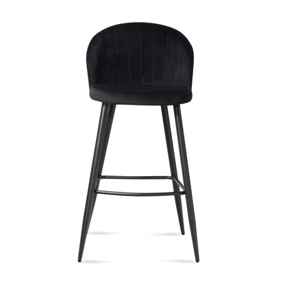 Juego De 2 Taburetes De Bar, Terciopelo Negro Con Respaldo 56 X 102,5 X 52,5 Cm_4