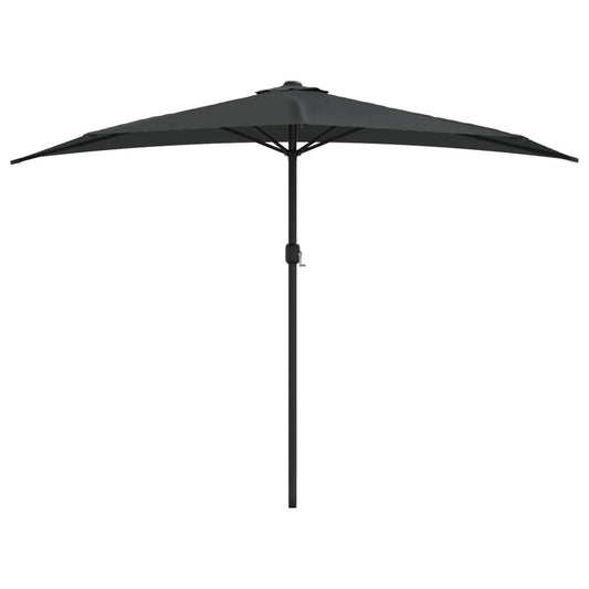 Vidaxl Sombrilla De Balcón Semicircular Palo Aluminio Gris 300x155 Cm_0