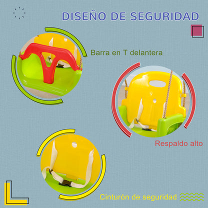 Outsunny Columpio Para Bebés 3 En 1 Con Respaldo Desmontable 42x33x120-180 Cm_5