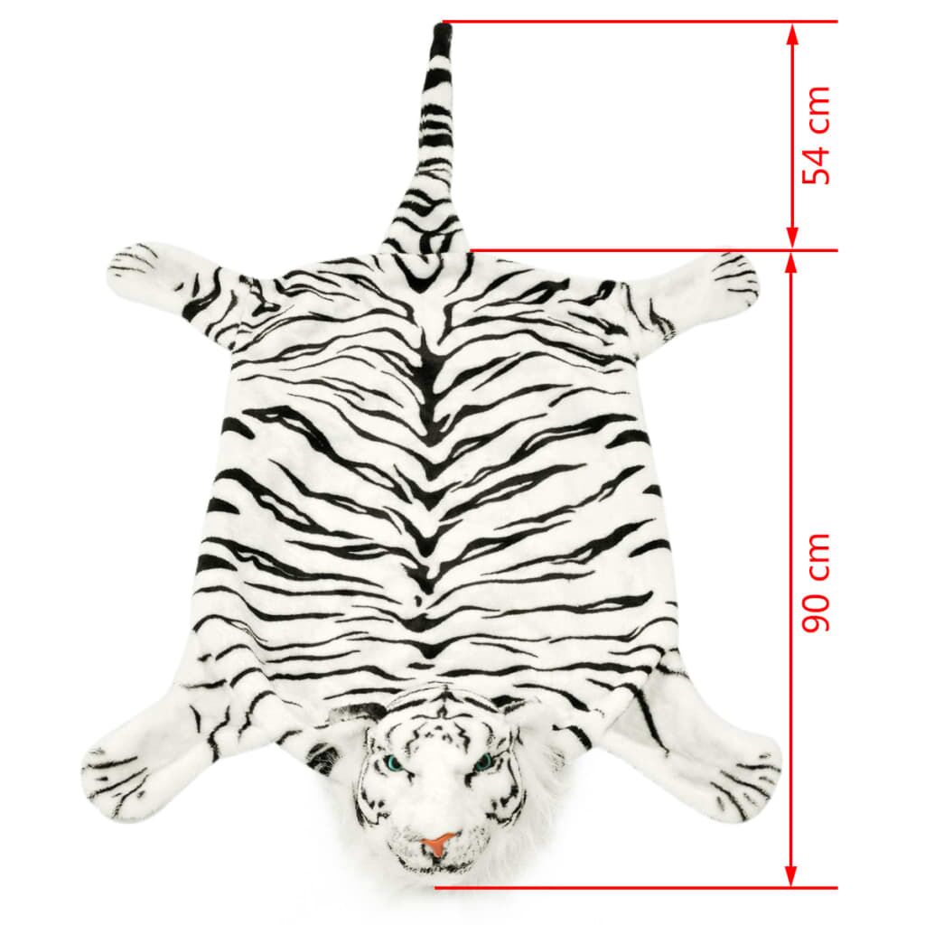 Vidaxl Alfombra Afelpada De Tigre 144 Cm Blanca_3