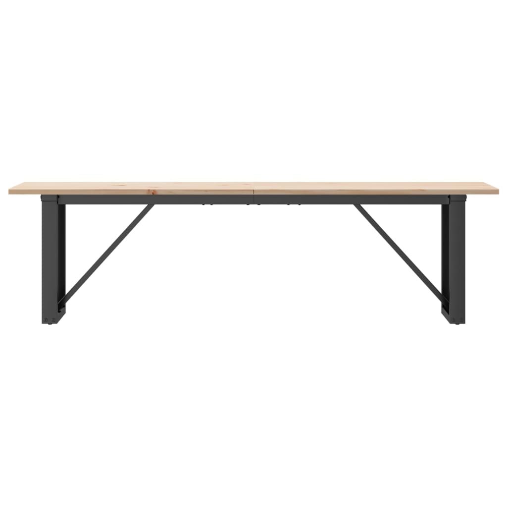 Mesa De Centro Marco O Madera Maciza Pino Y Acero 160x40x45 Cm_2