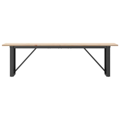 Mesa De Centro Marco O Madera Maciza Pino Y Acero 160x40x45 Cm_2