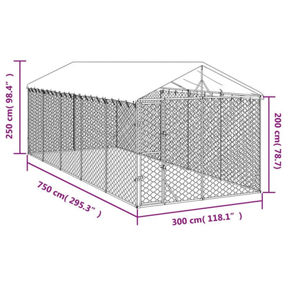 Vidaxl Perrera Exterior Con Techo Acero Galvanizado Plata 3x7,5x2,5 M_3