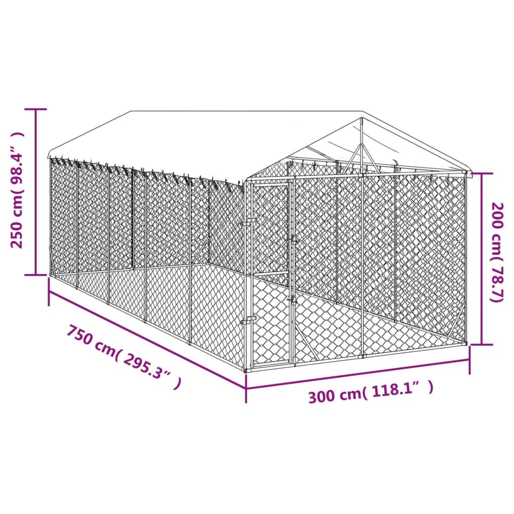 Vidaxl Perrera Exterior Con Techo Acero Galvanizado Plata 3x7,5x2,5 M_2