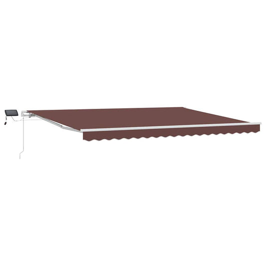 Toldo Retráctil Manual Con Luz Led Marrón 450x300 Cm_0