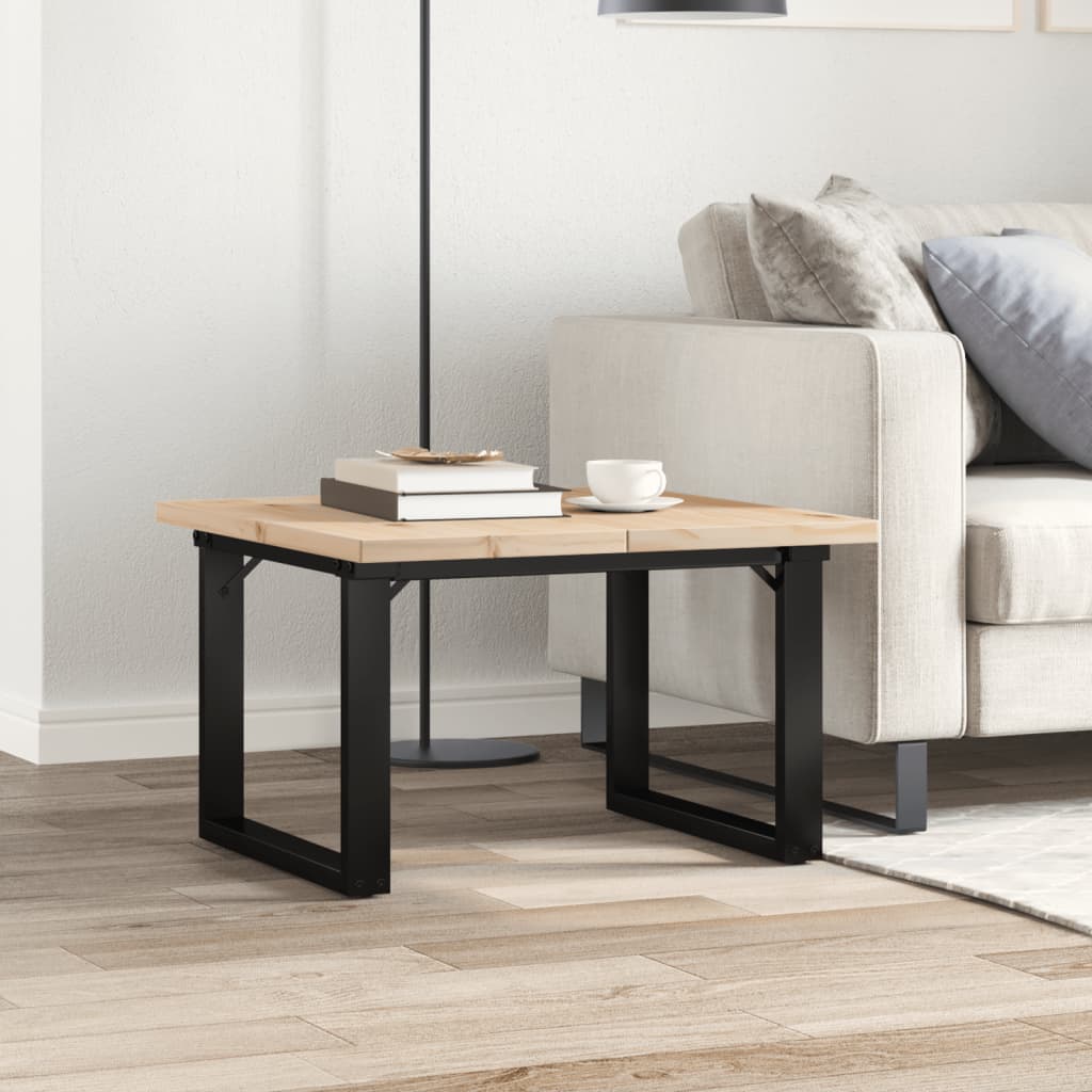 Mesa De Centro Marco O Madera Maciza Pino Y Acero 60x60x40,5 Cm_1