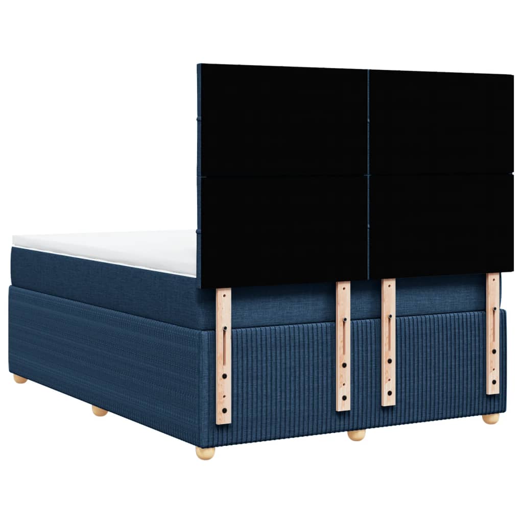 Cama Box Spring Con Colchón Tela Azul 140x190 Cm / Vetonek_2