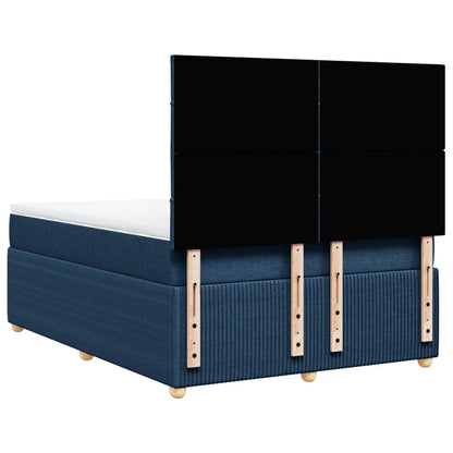 Cama Box Spring Con Colchón Tela Azul 140x190 Cm / Vetonek_2