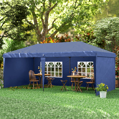 Outsunny Carpa Plegable 6x3 M Con 4 Laterales Desmontables 2 Ventanas Azul_4