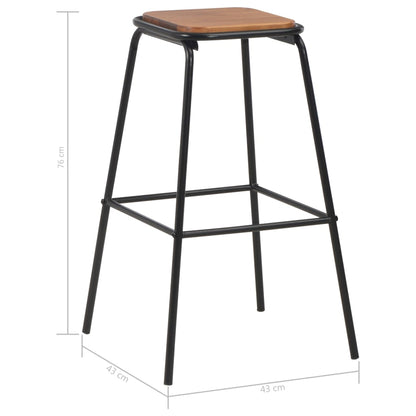 Taburetes De Cocina 6 Uds Madera Maciza De Pino Y Acero Negro_5