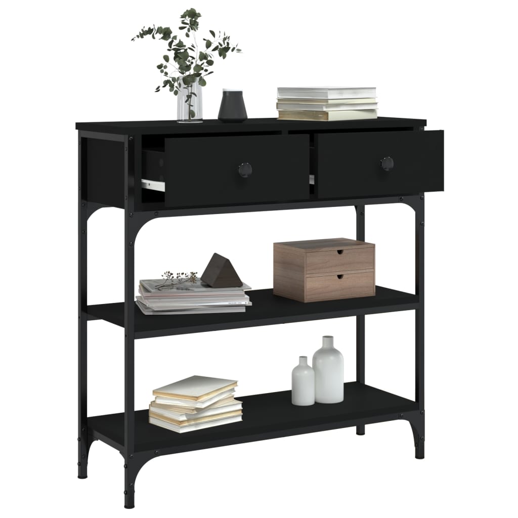 Mesa Consola Madera De Ingeniería Negra 72,5x25x75 Cm_2