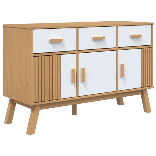 Aparador Olden Madera Maciza Pino Blanco Y Marrón 114x43x73,5cm / Vetonek_0