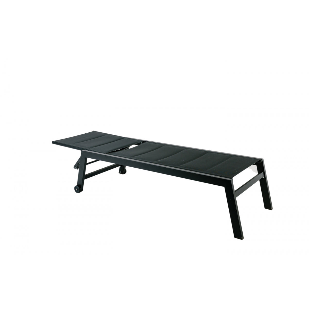 Lote De 2 Tumbonas Pampa Texaline Negra Con Espuma 2x1 Y Multiposiciones De Aluminio Con Ruedas Apilables 199x65x42cm - Tumbonas, Hamacas Y Tumbonas_4