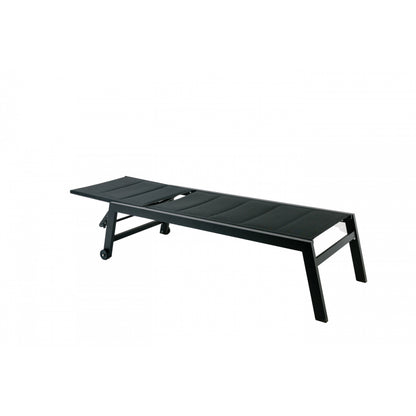 Lote De 2 Tumbonas Pampa Texaline Negra Con Espuma 2x1 Y Multiposiciones De Aluminio Con Ruedas Apilables 199x65x42cm - Tumbonas, Hamacas Y Tumbonas_4