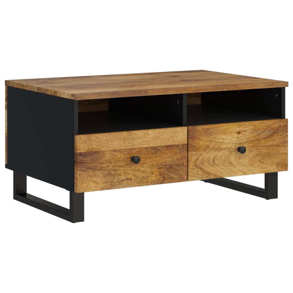 Mesa De Centro Madera Maciza Mango Y Contrachapada 80x54x40 Cm_0