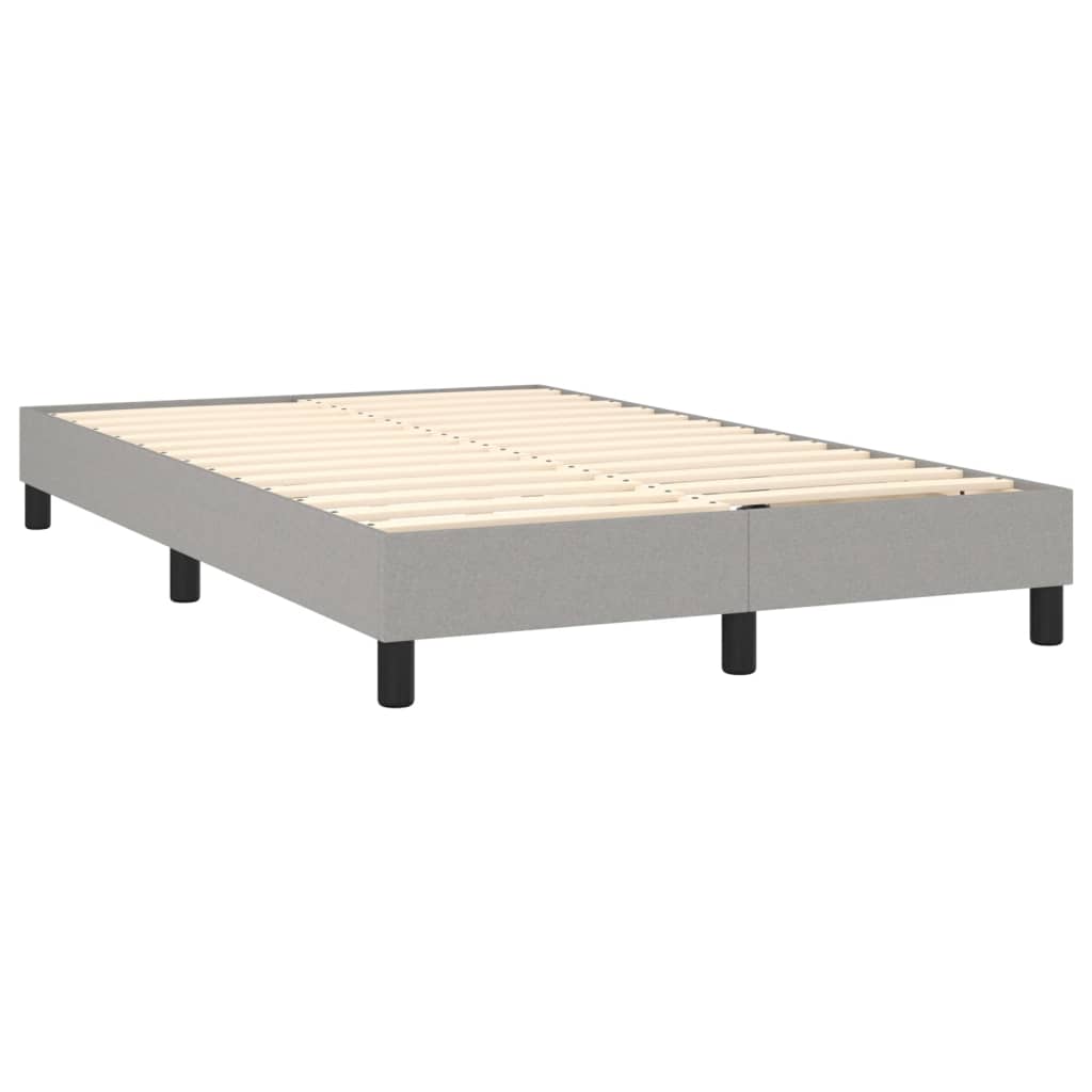 Cama Box Spring Con Colchón Tela Y Led Gris Claro 120x200 Cm / Vetonek_3