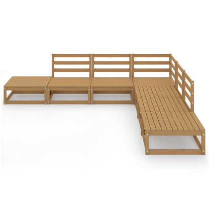 Muebles De Jardín 7 Piezas Marrón Miel Madera Maciza De Pino / Vetonek_4