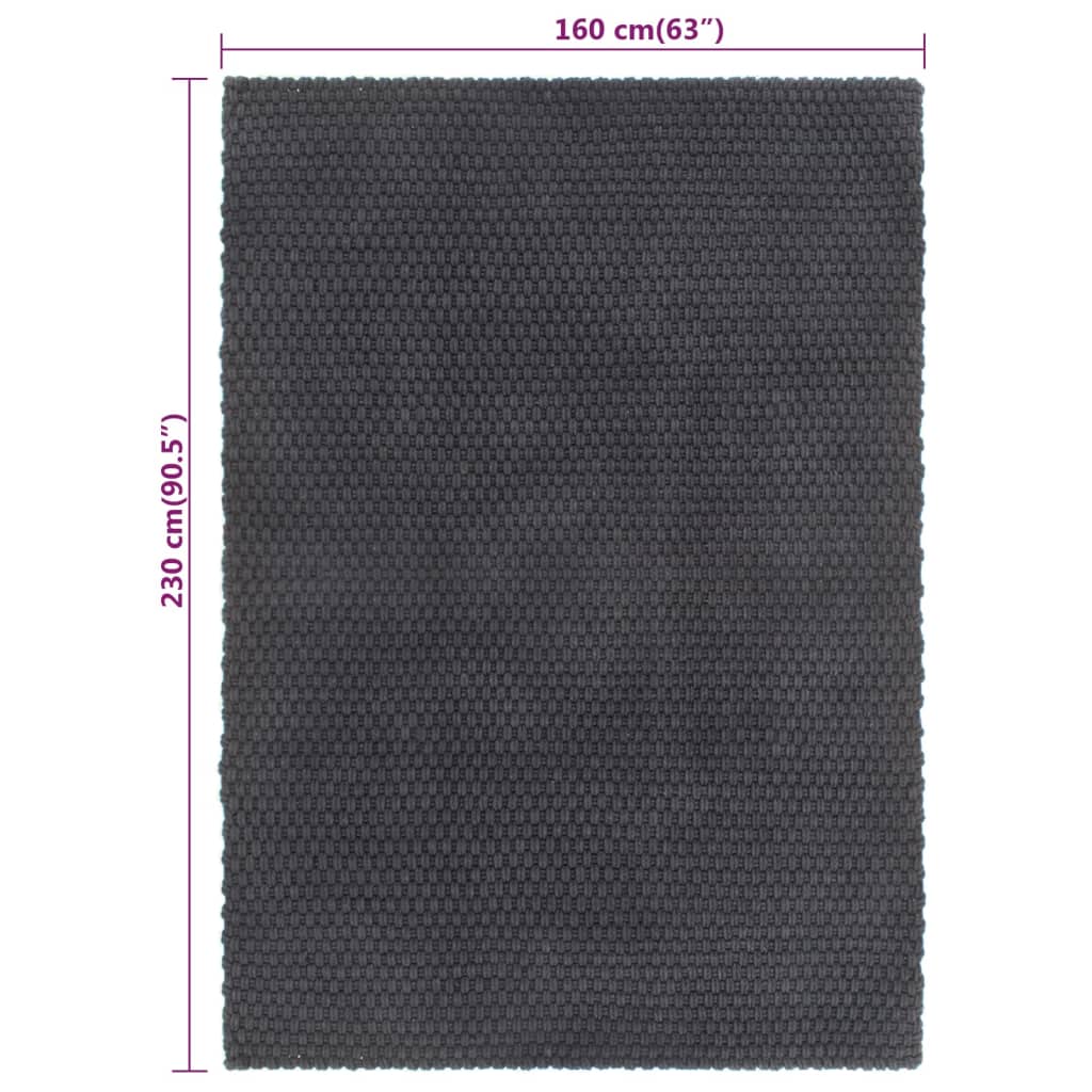 Alfombra Rectangular Algodón Antracita 160x230 Cm / Vetonek_4