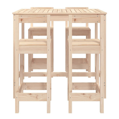 Vidaxl Mesa Y Taburetes Altos Jardín 5 Piezas Madera Maciza De Pino_3