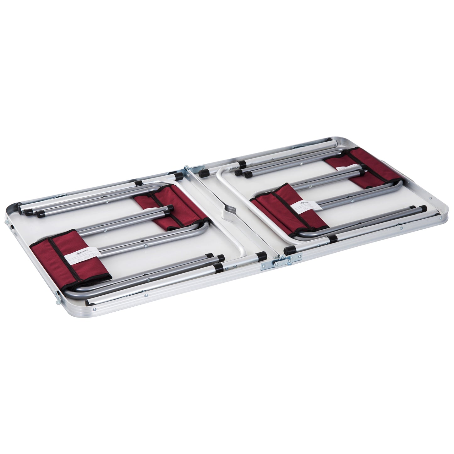 Outsunny Mesa Maleta De Aluminio 4 Taburete Plegable De Acampada Picnic Altura_3