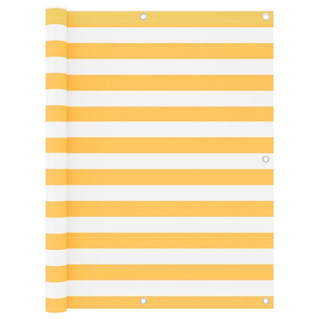 Vidaxl Toldo Para Balcón Tela Oxford Blanco Y Amarillo 120x500 Cm_0