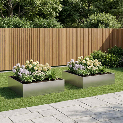 Macetero De Jardín 2 Uds. Plateado 80 X 80 X 30 Cm_1