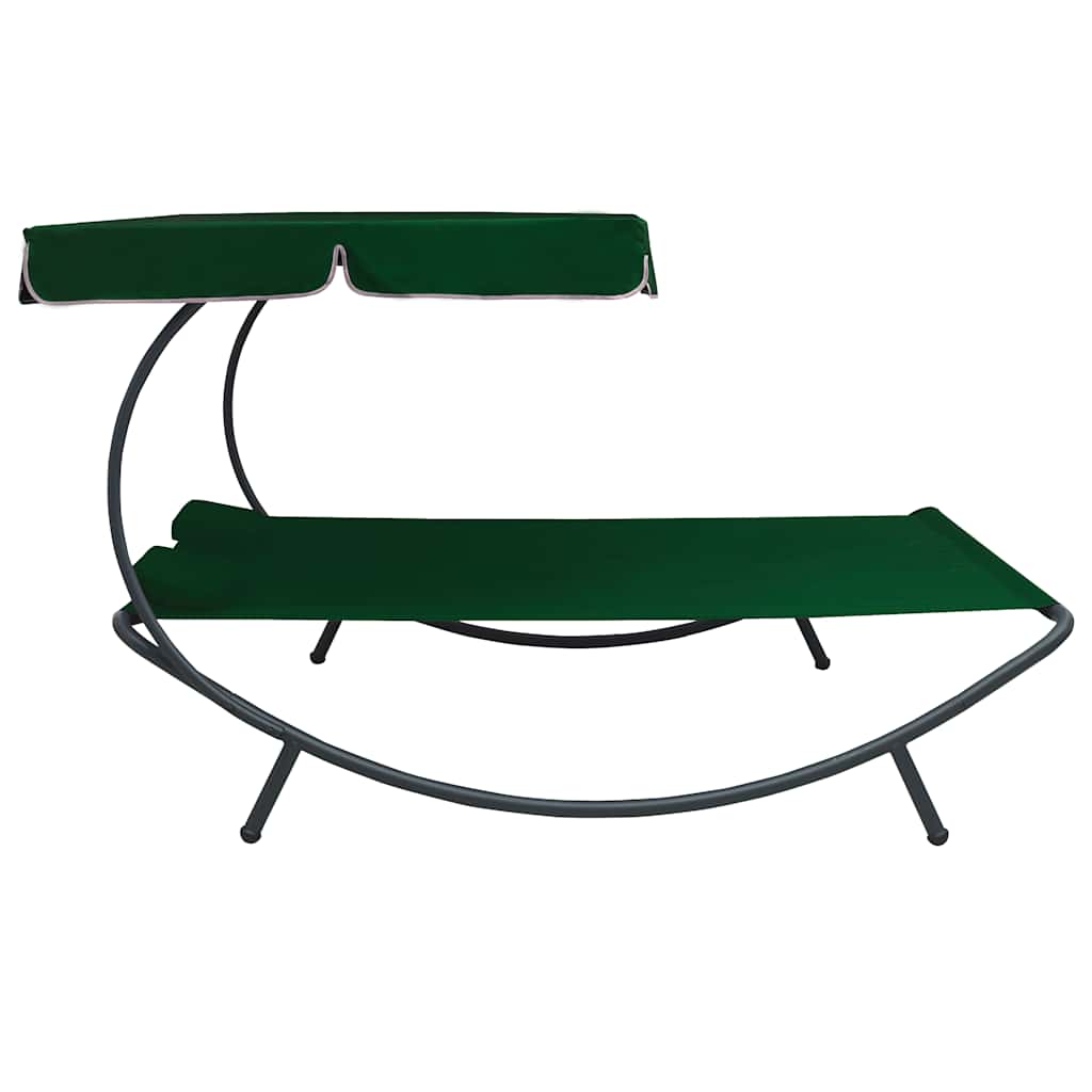 Tumbona De Jardín Con Toldo Y Cojines Verde_2