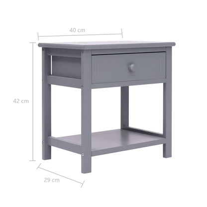 Mesita De Noche Madera De Paulownia Gris 40x29x42 Cm_4